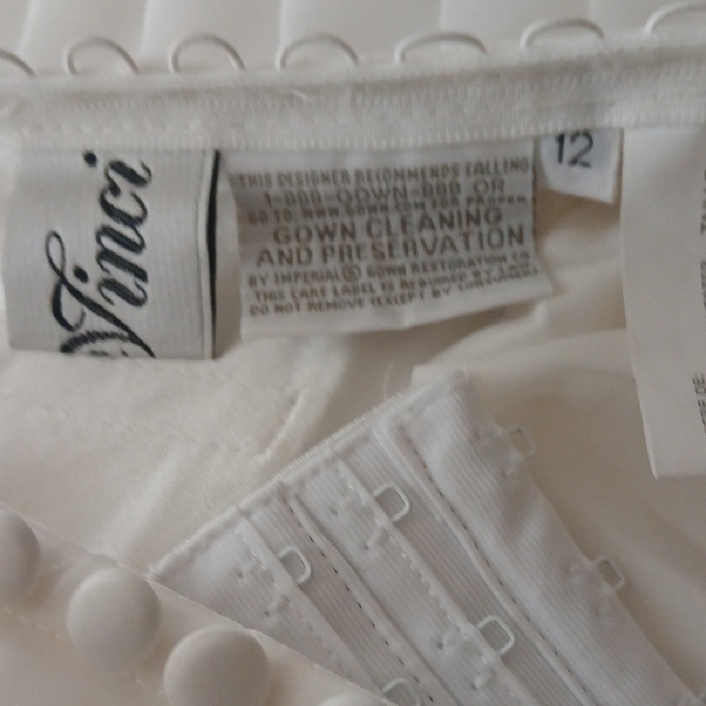 DaVinci White Floral Lace Wedding Dress 12 Tea Length Garden OR Beach Stunning - Picture 9 of 11